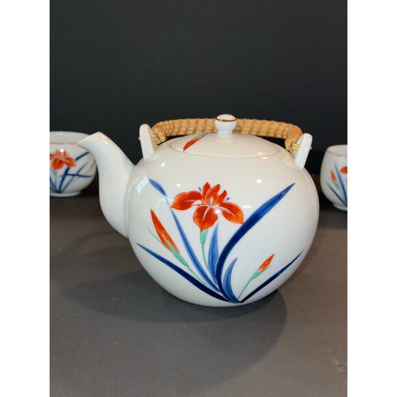 Vintage Japanese Arita-yaki Porcelain Tea Set-Kettle & 6 Handless Tea Cups - Picture 7 of 8